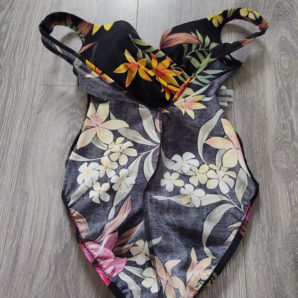 Miraclesuit Notched V Floral Print One Piece Swimsuit - Picture 15 of 15